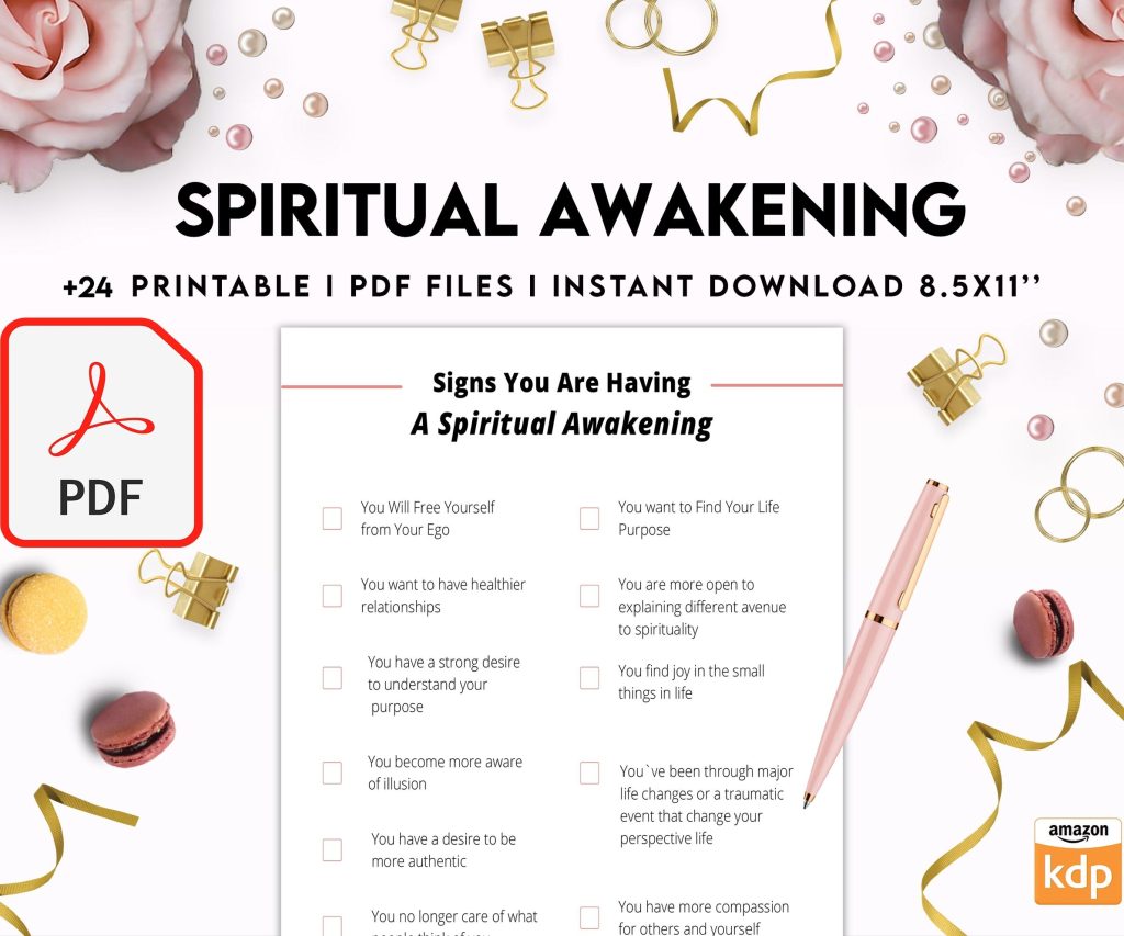 8×11 inch pages size Spiritual Awakening Workbook for Self Discovery, Anxiety, 8×11 inch pages size Journalling Prompts, PDF Printable, Kdp interior