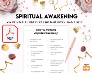 8×11 inch pages size Spiritual Awakening Workbook for Self Discovery, Anxiety, 8×11 inch pages size Journalling Prompts, PDF Printable, Kdp interior