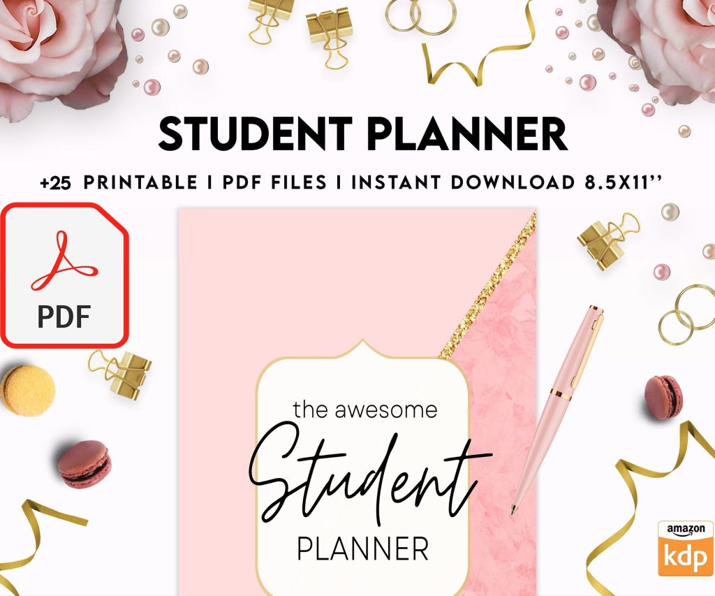 Student Planner , Weekly Schedule, Grade Tracker, Assignment Tracker, Study Planner, Class overview, PDF Printable, Kdp interior
