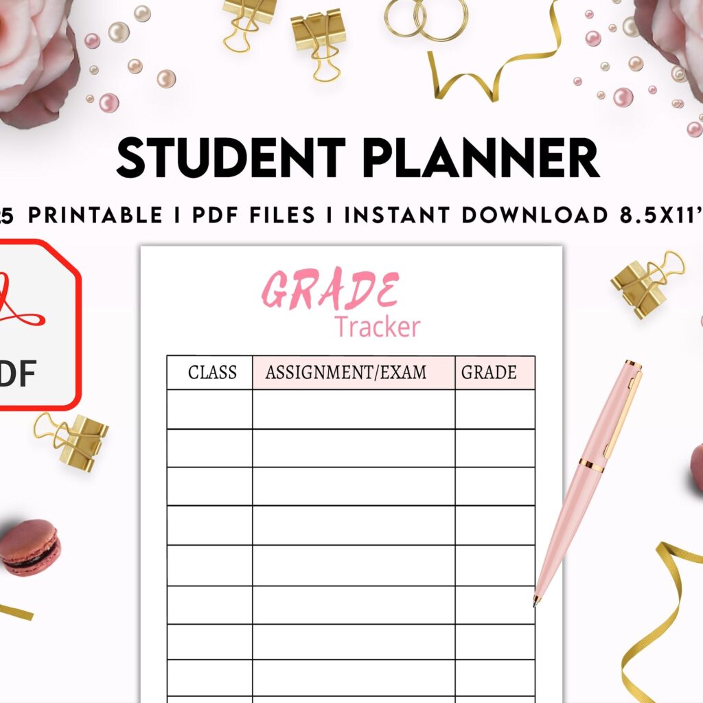 Student Planner , Weekly Schedule, Grade Tracker, Assignment Tracker, Study Planner, Class overview, PDF Printable, Kdp interior