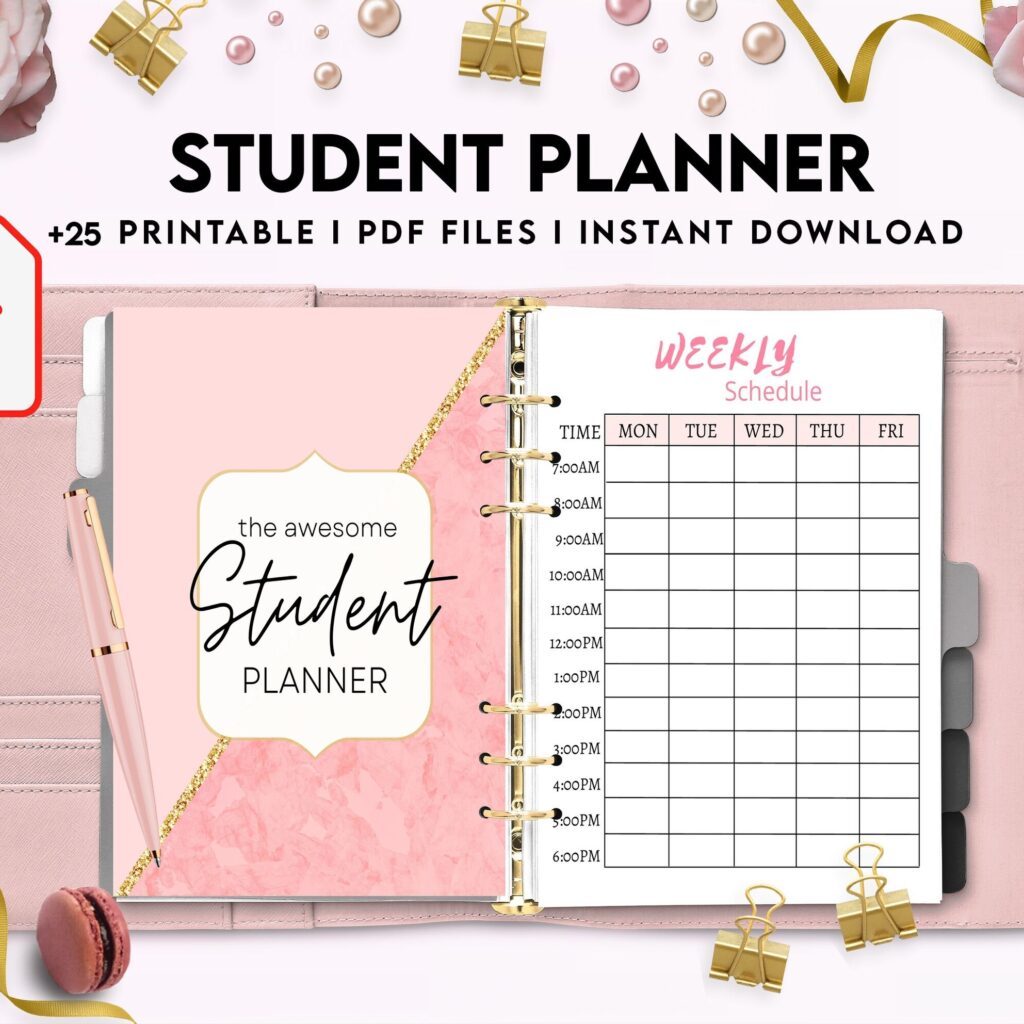 Student Planner , Weekly Schedule, Grade Tracker, Assignment Tracker, Study Planner, Class overview, PDF Printable, Kdp interior