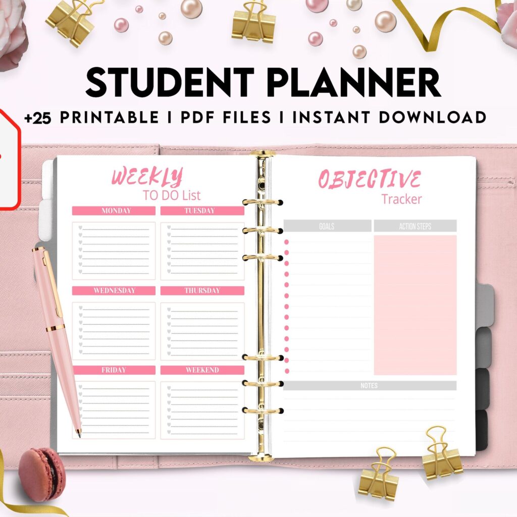 Student Planner , Weekly Schedule, Grade Tracker, Assignment Tracker, Study Planner, Class overview, PDF Printable, Kdp interior