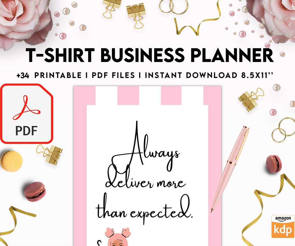 T-shirt Business Planner Template, T-shirt Order form, Invoice, Tracker Etc. , PDF Printable, Kdp interior