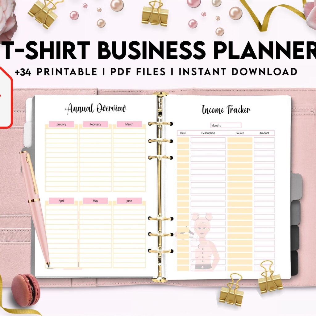 T-shirt Business Planner Template, T-shirt Order form, Invoice, Tracker Etc. , PDF Printable, Kdp interior