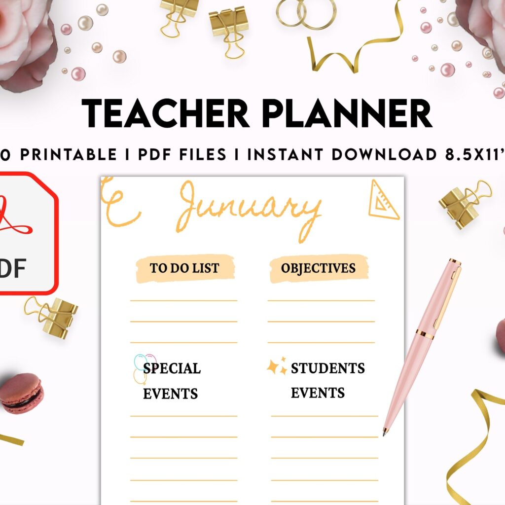 Teacher Planner, Teacher Journal, teacher Bundle pages, PDF Printable, Kdp interior