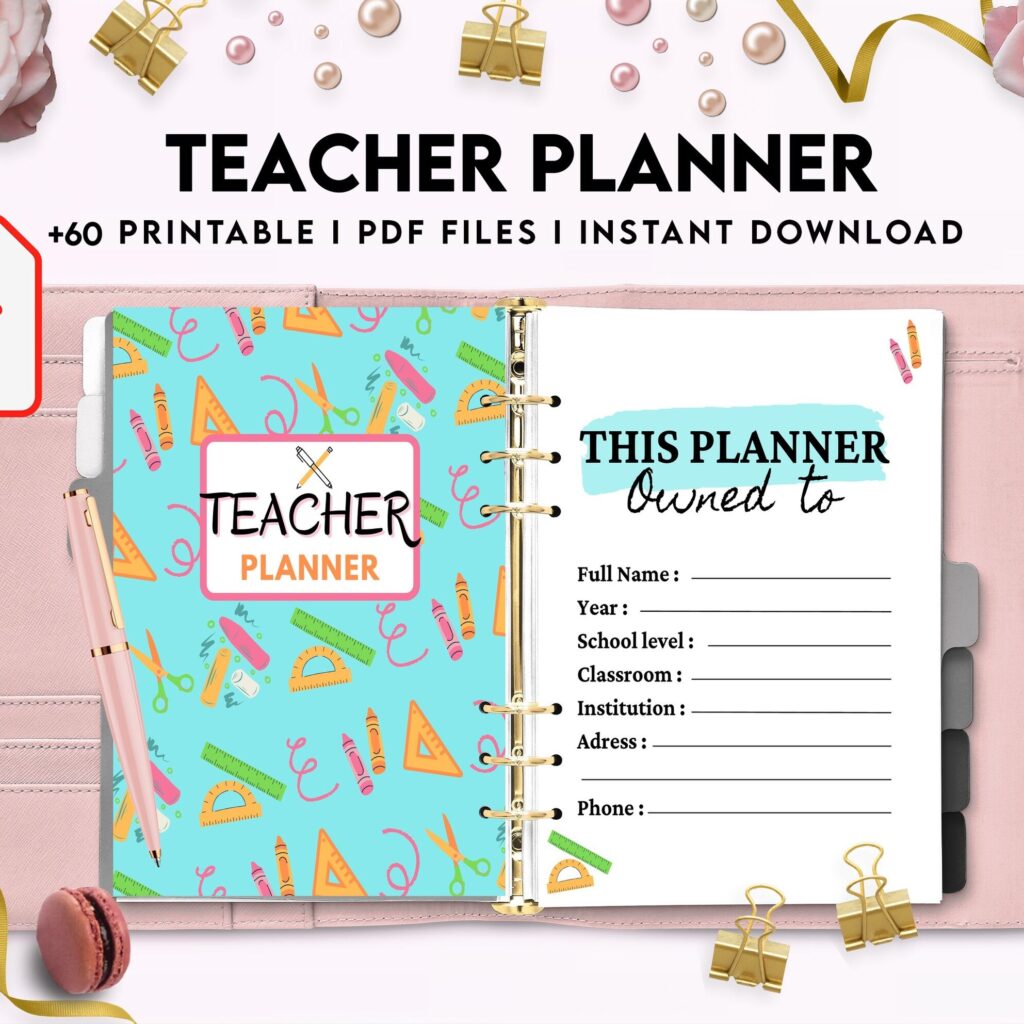 Teacher Planner, Teacher Journal, teacher Bundle pages, PDF Printable, Kdp interior