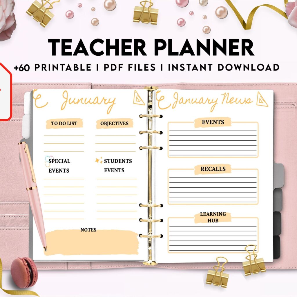 Teacher Planner, Teacher Journal, teacher Bundle pages, PDF Printable, Kdp interior
