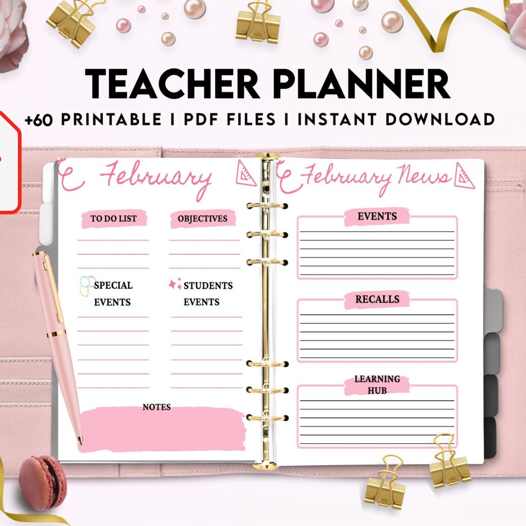 Teacher Planner, Teacher Journal, teacher Bundle pages, PDF Printable, Kdp interior