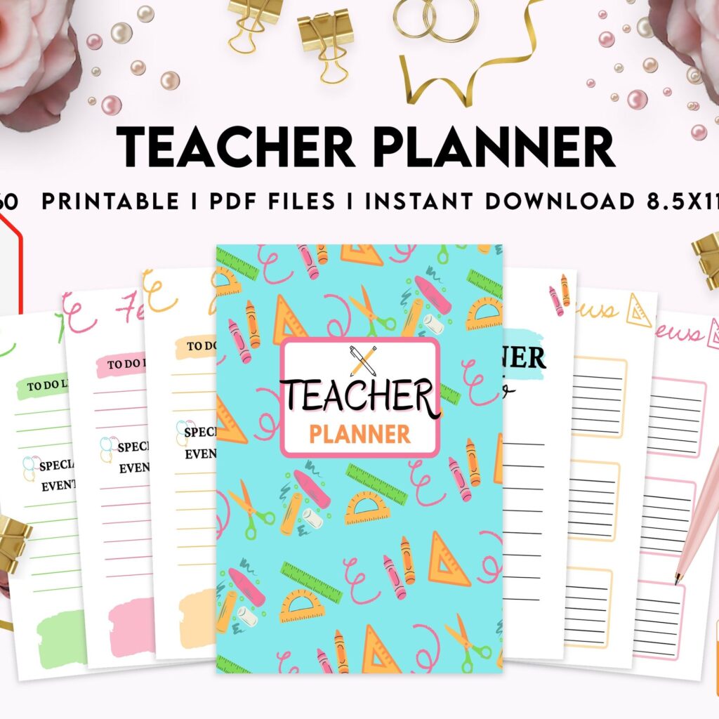 Teacher Planner, Teacher Journal, teacher Bundle pages, PDF Printable, Kdp interior
