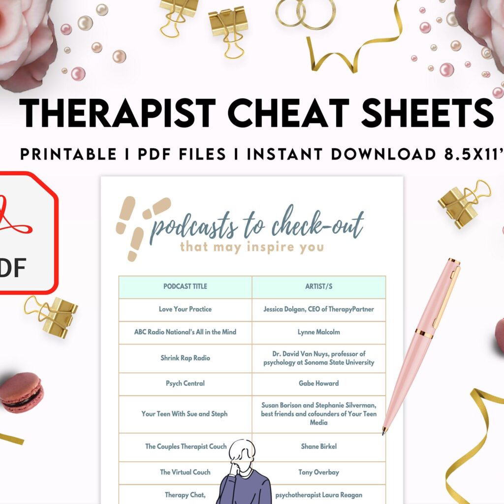 Therapist Planner, Therapist insert cheat sheets for documentation & clinical work, therapy sheets PDF Printable, Kdp interior