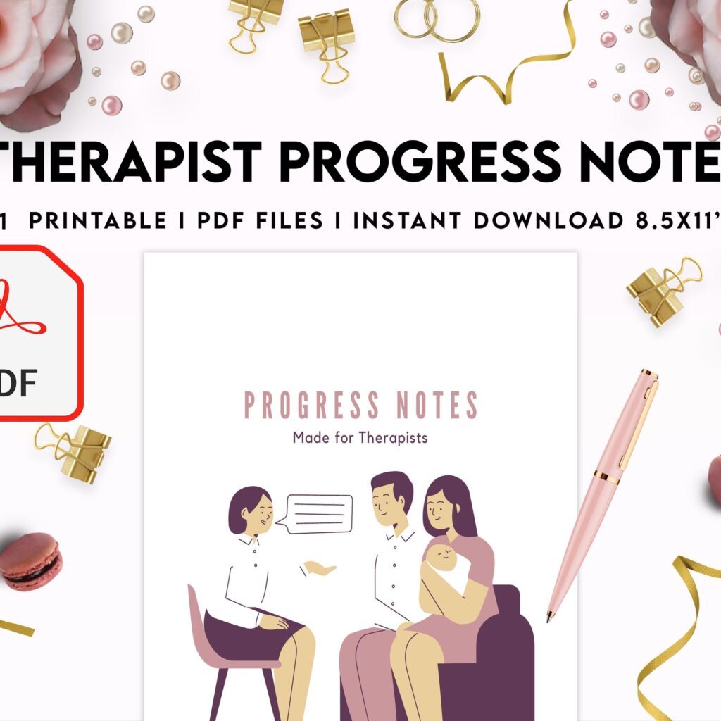 Progress Notes for Therapists, 8×11 inch pages size therapy worksheets, Client Progress Note Template , Counseling, PDF Printable, Kdp interior