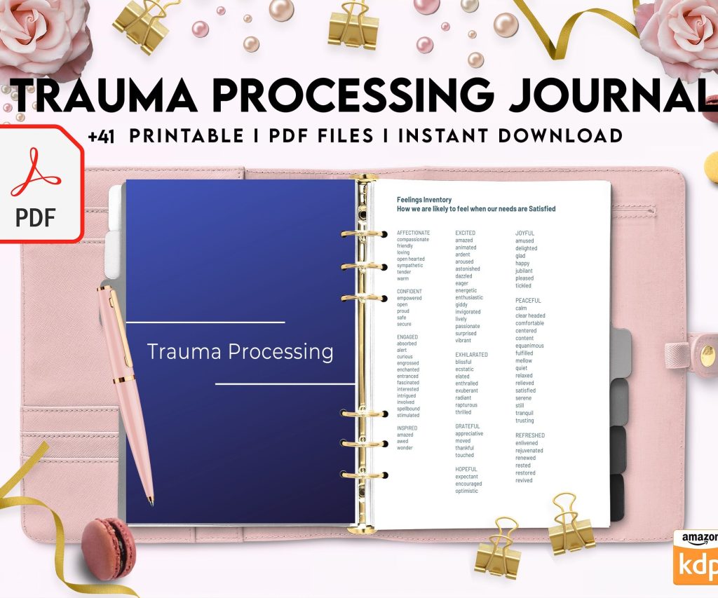 Trauma Processing Journal Pages, daily self care, mental health, emotion list, breakdown worksheets Therapy Journal, Counseling, PDF Printable, Kdp interior