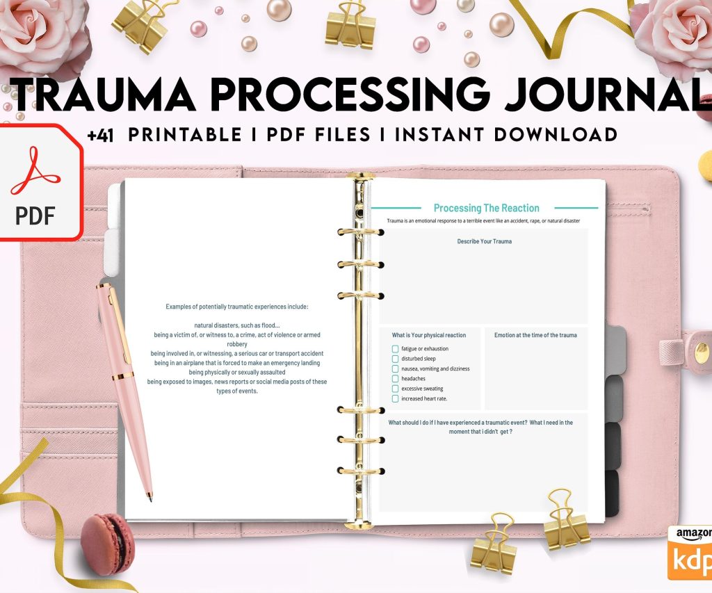 Trauma Processing Journal Pages, daily self care, mental health, emotion list, breakdown worksheets Therapy Journal, Counseling, PDF Printable, Kdp interior