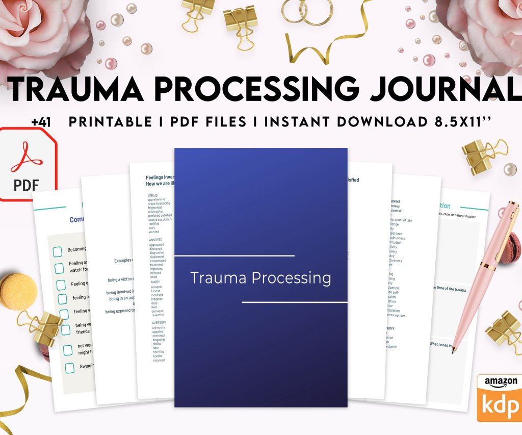 Trauma Processing Journal Pages, daily self care, mental health, emotion list, breakdown worksheets Therapy Journal, Counseling, PDF Printable, Kdp interior