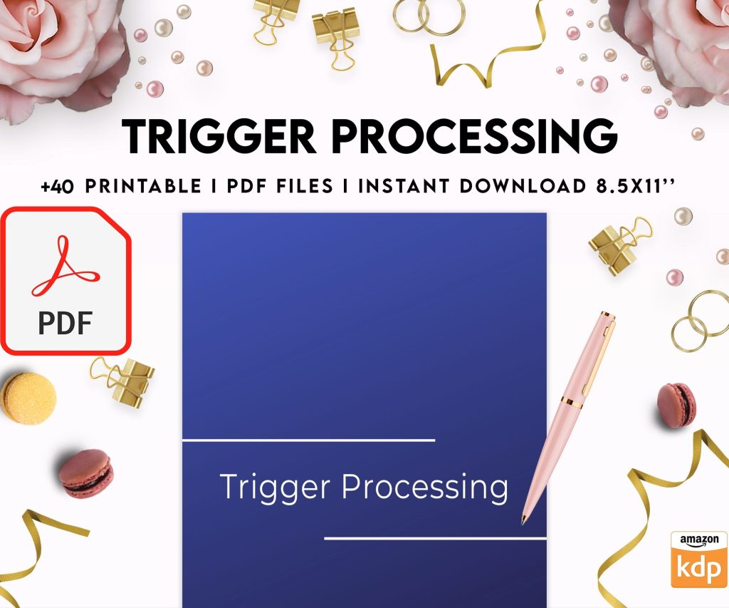 Trigger Processing journal, Thought Processing Journal Pages for daily self care, mental health, and emotion list with breakdown worksheets, PDF Printable, Kdp interior