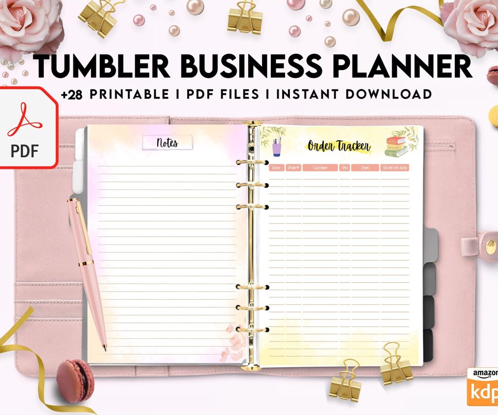 Tumbler Business Planner | Digital Tumbler Order Form | Tumbler Order Form, PDF Printable, Kdp interior, Binder journal