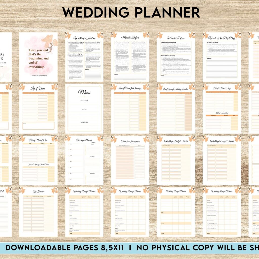Wedding Planner , Wedding Pages, Wedding Plan Bundle, Wedding Planning Book, Wedding Planner, PDF Printable, Kdp interior