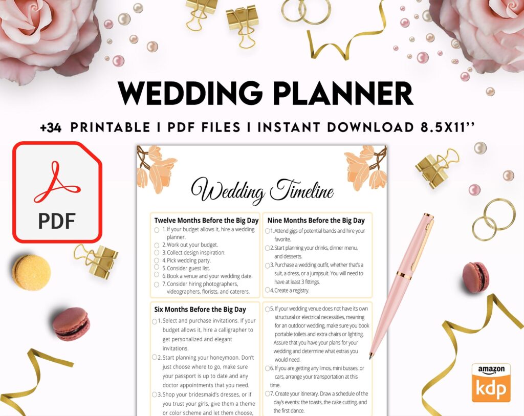 Wedding Planner , Wedding Pages, Wedding Plan Bundle, Wedding Planning Book, Wedding Planner, PDF Printable, Kdp interior