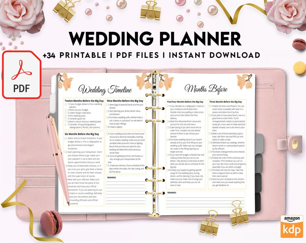 Wedding Planner , Wedding Pages, Wedding Plan Bundle, Wedding Planning Book, Wedding Planner, PDF Printable, Kdp interior