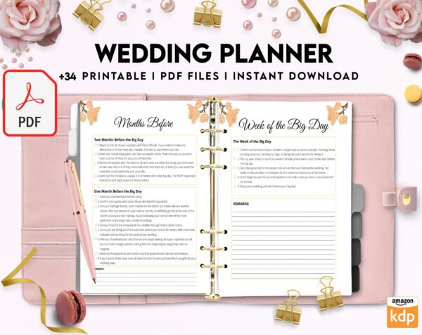 Wedding Planner , Wedding Pages, Wedding Plan Bundle, Wedding Planning Book, Wedding Planner, PDF Printable, Kdp interior