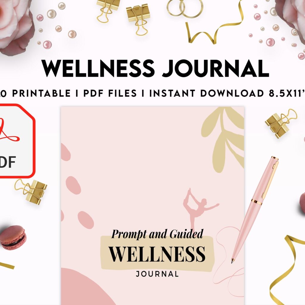 Wellness Journal Planner, Self care journal , Wellness 8×11 inch pages size Bundle Pages, PDF Printable, Kdp interior