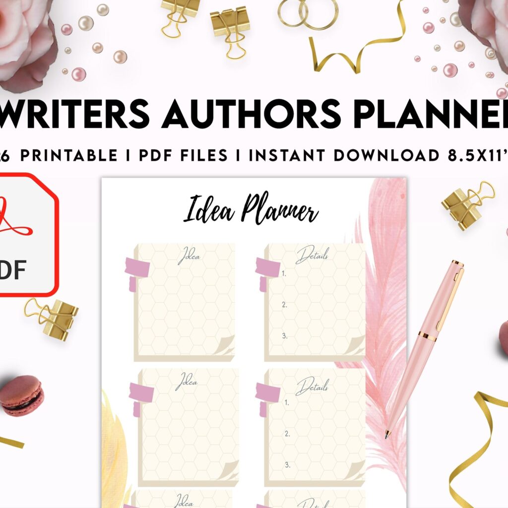 Author Planner, Writers Planner, Book Writing Planner, Novel Planner, PDF Printable, Kdp interior