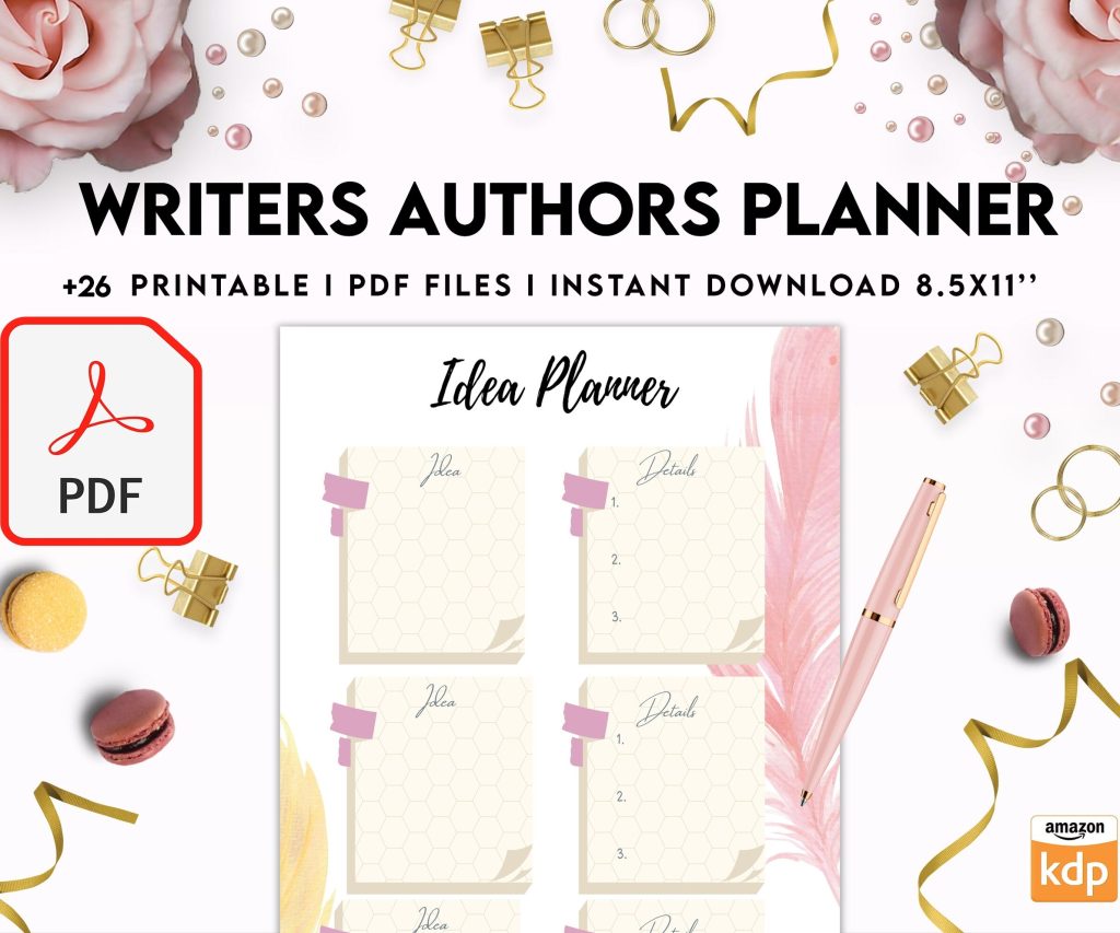 Author Planner, Writers Planner, Book Writing Planner, Novel Planner, PDF Printable, Kdp interior