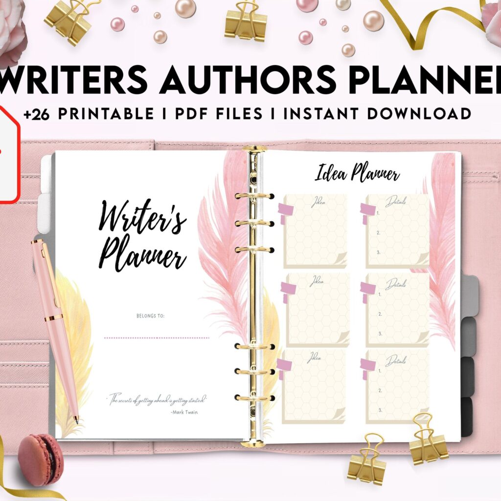 Author Planner, Writers Planner, Book Writing Planner, Novel Planner, PDF Printable, Kdp interior