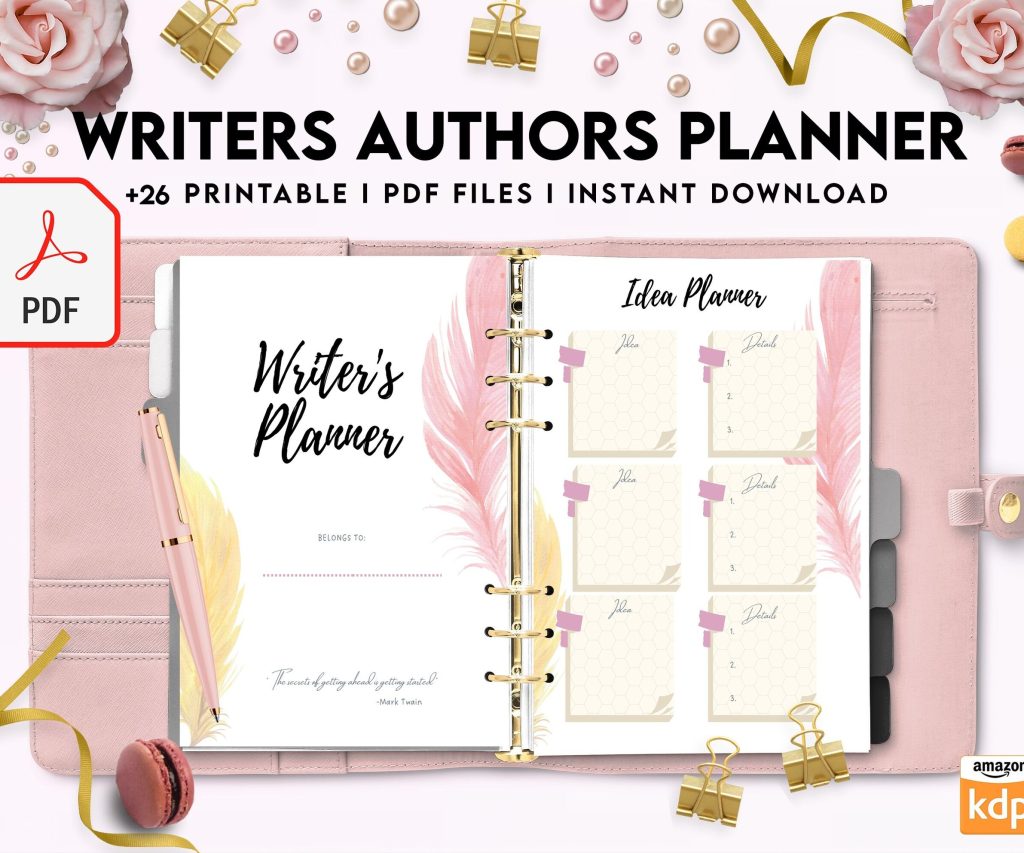 Author Planner, Writers Planner, Book Writing Planner, Novel Planner, PDF Printable, Kdp interior