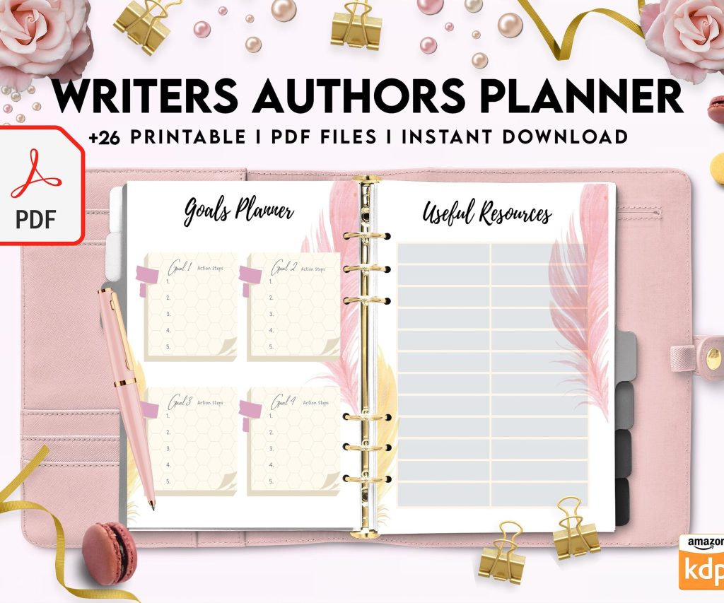 Author Planner, Writers Planner, Book Writing Planner, Novel Planner, PDF Printable, Kdp interior