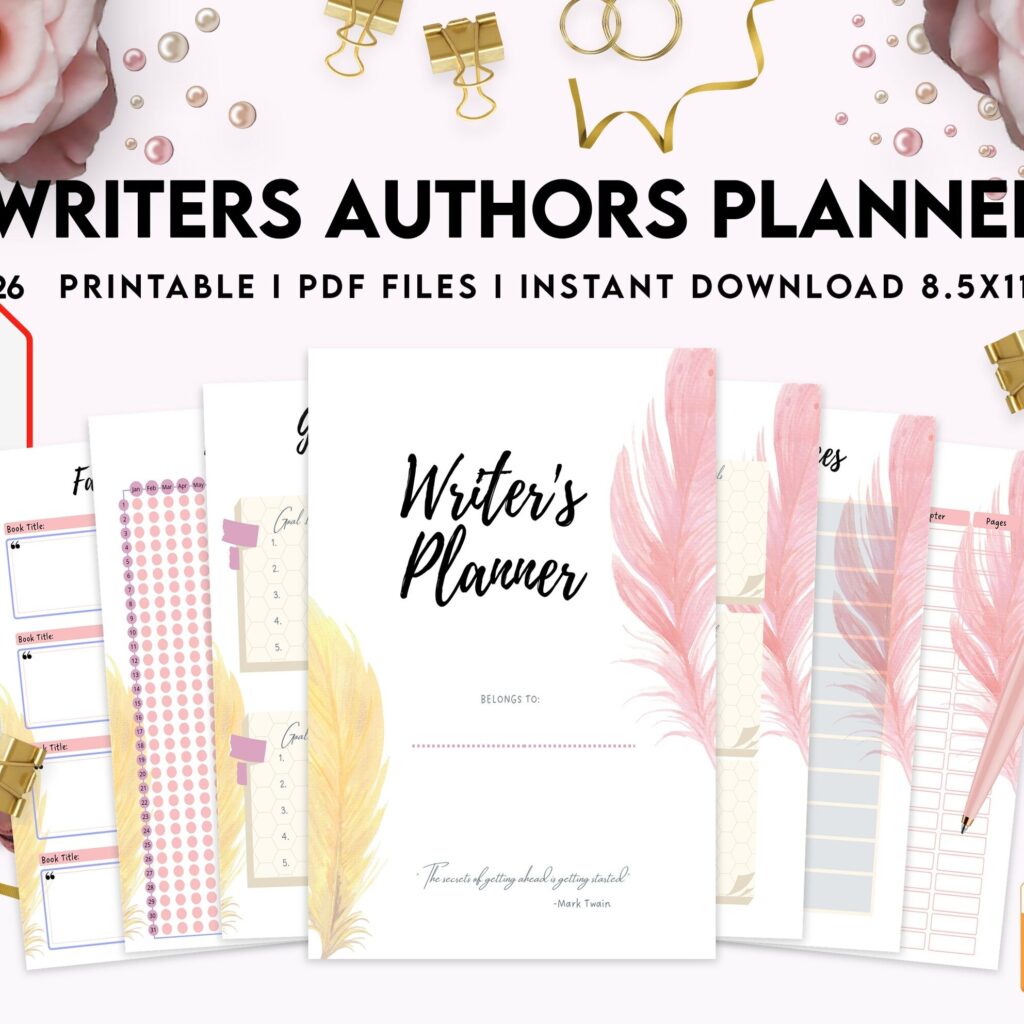 Author Planner, Writers Planner, Book Writing Planner, Novel Planner, PDF Printable, Kdp interior