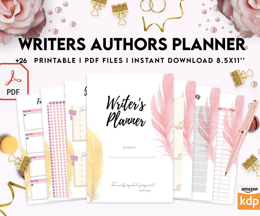 Author Planner, Writers Planner, Book Writing Planner, Novel Planner, PDF Printable, Kdp interior