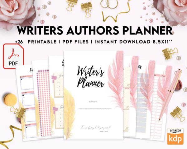 Author Planner, Writers Planner, Book Writing Planner, Novel Planner, PDF Printable, Kdp interior