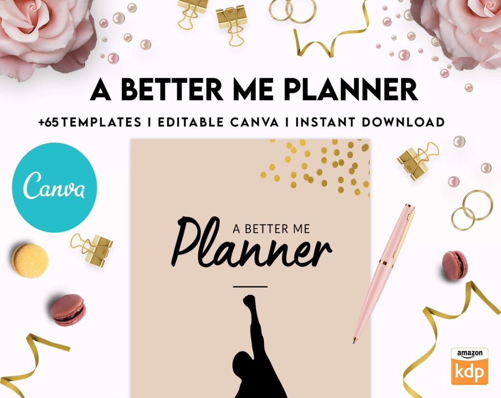 A Better Me Planner, Daily Monthly planner, Goal planner, Canva Editable Templates 8,5×11 inch, KDP interior