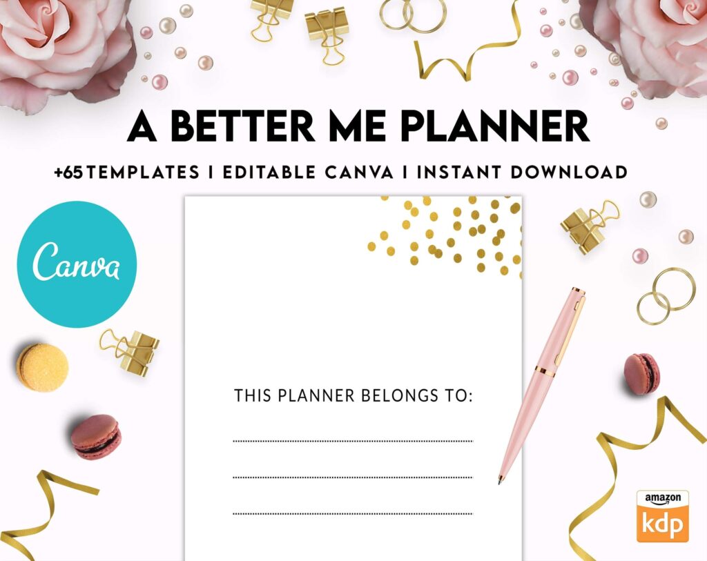 A Better Me Planner, Daily Monthly planner, Goal planner, Canva Editable Templates 8,5×11 inch, KDP interior