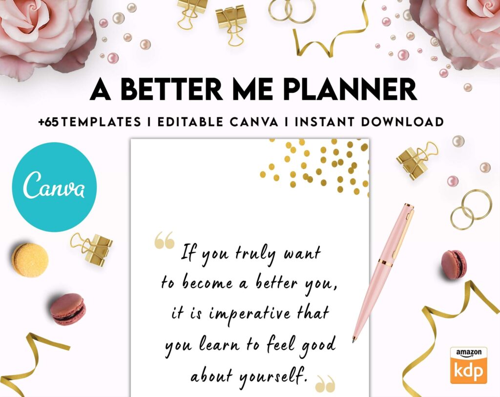 A Better Me Planner, Daily Monthly planner, Goal planner, Canva Editable Templates 8,5×11 inch, KDP interior