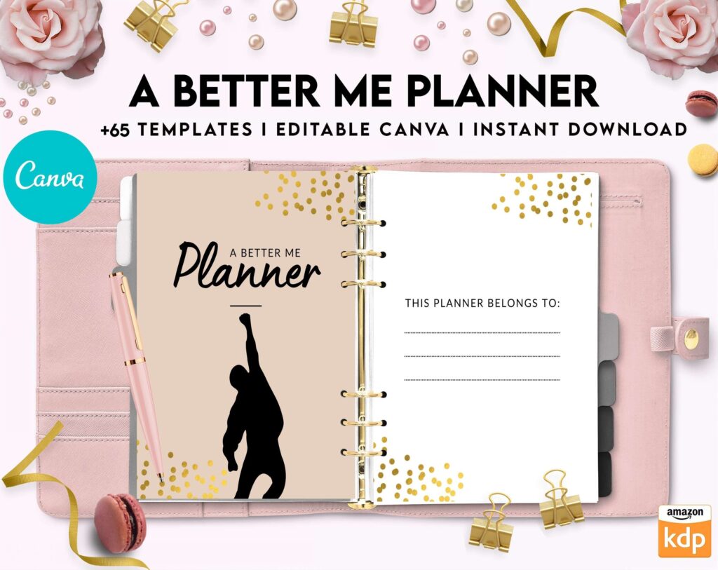 A Better Me Planner, Daily Monthly planner, Goal planner, Canva Editable Templates 8,5×11 inch, KDP interior