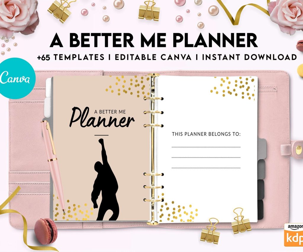 A Better Me Planner, Daily Monthly planner, Goal planner, Canva Editable Templates 8,5×11 inch, KDP interior
