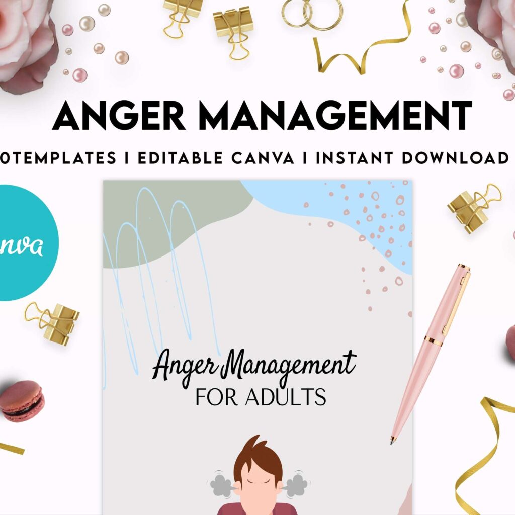 Anger Management for Adults, therapy journal , mental health, self care journal, Canva Editable Templates 8,5×11 inch, KDP interior