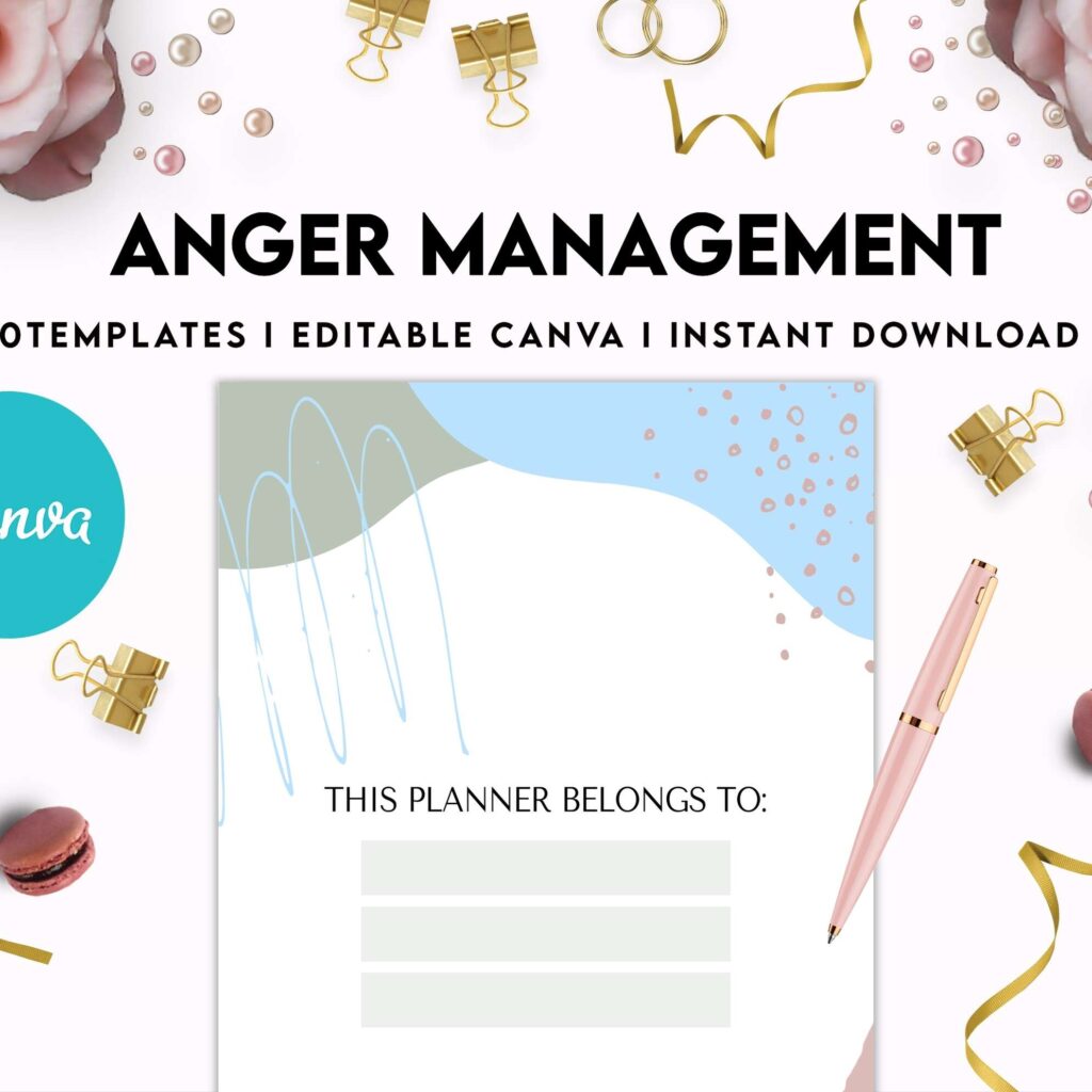Anger Management for Adults, therapy journal , mental health, self care journal, Canva Editable Templates 8,5×11 inch, KDP interior