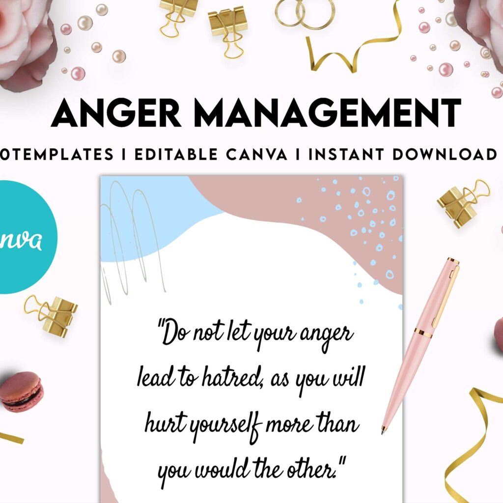 Anger Management for Adults, therapy journal , mental health, self care journal, Canva Editable Templates 8,5×11 inch, KDP interior