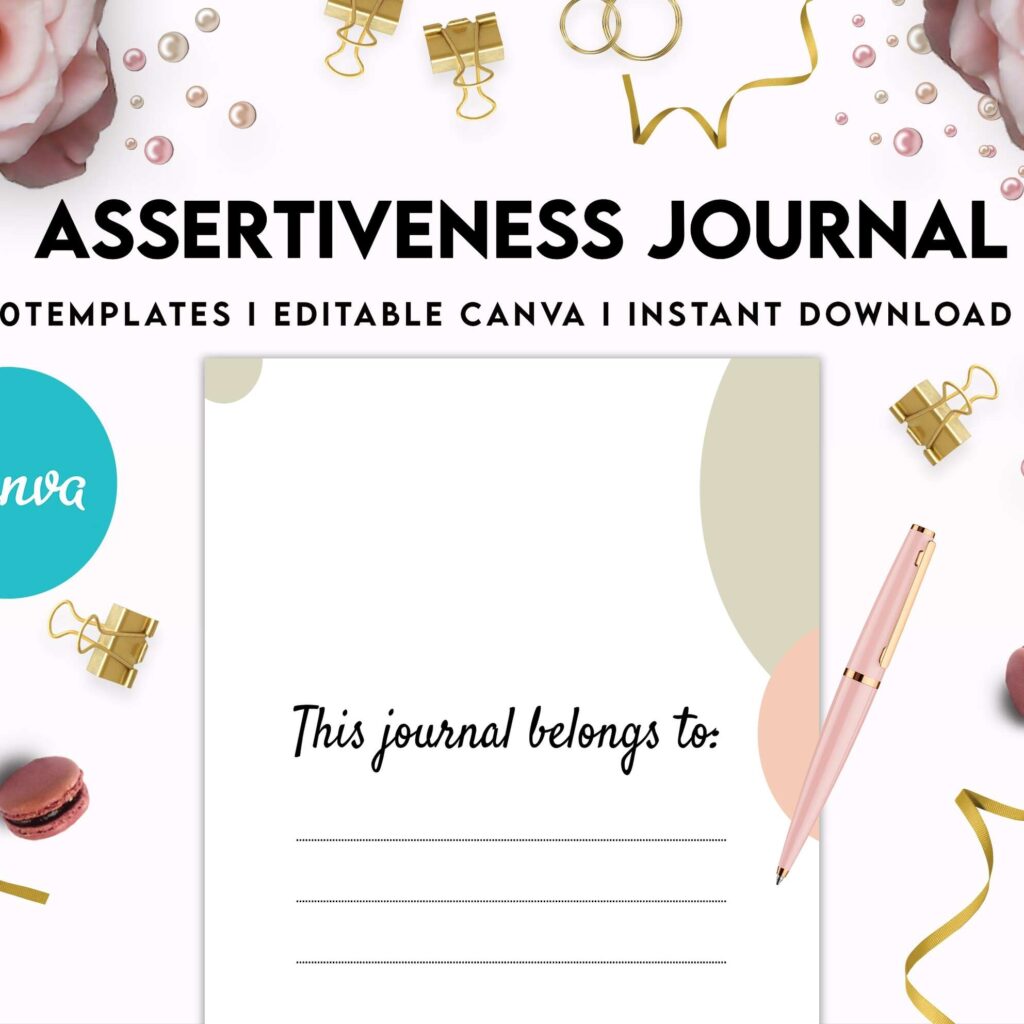 Assertiveness, confident and forceful behavior journal, Canva Editable Templates 8,5×11 inch, KDP interior