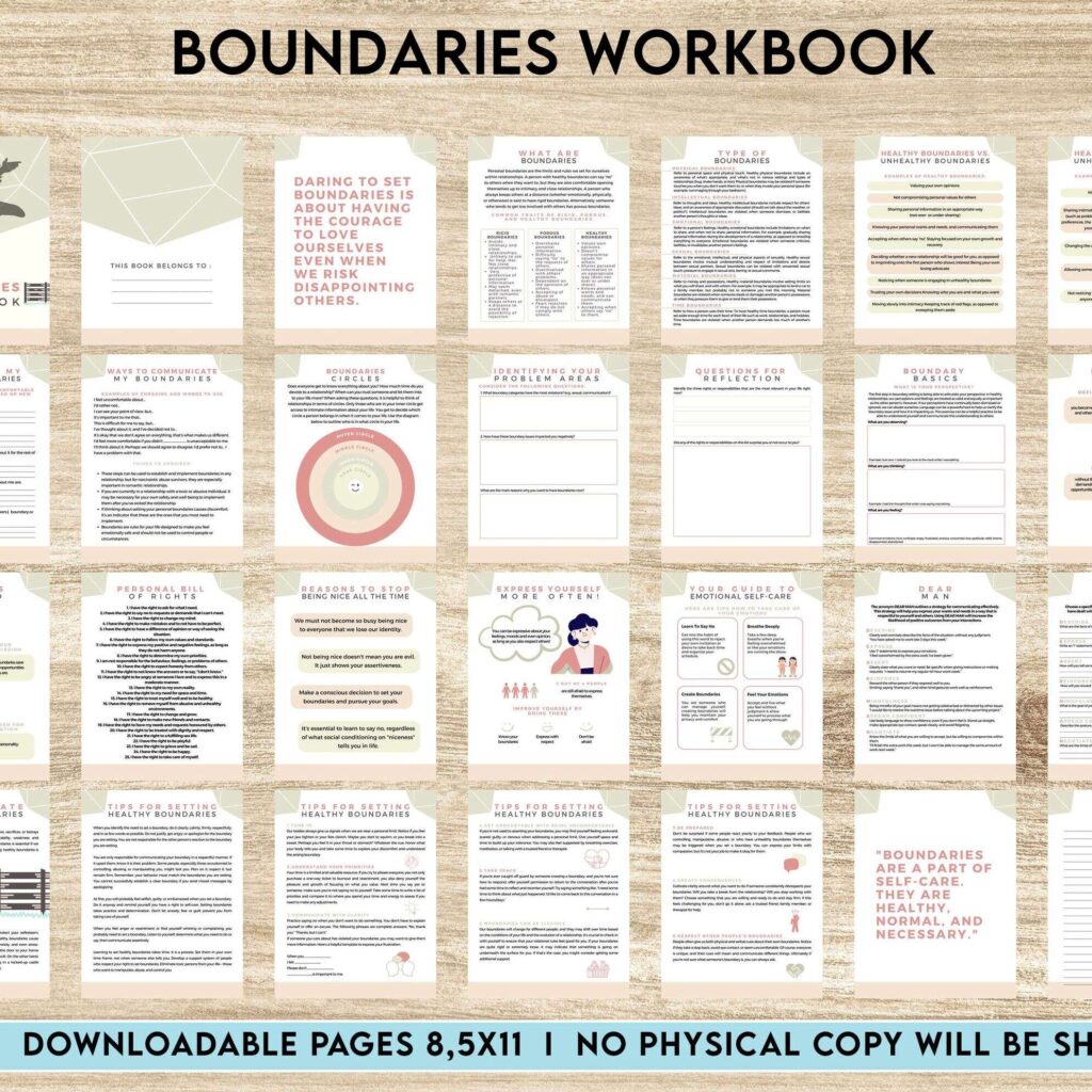 Boundaries workbook, Communicating, Canva Editable Templates 8,5×11 inch, KDP interior