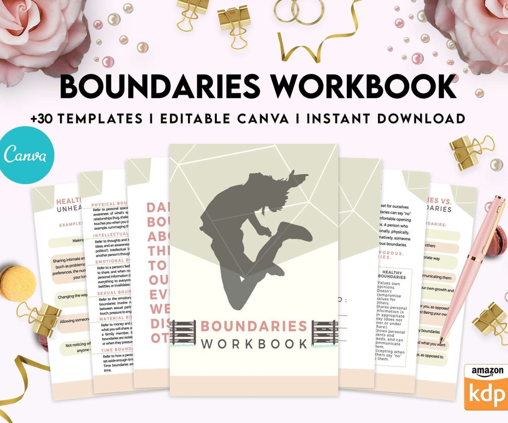 Boundaries workbook, Communicating, Canva Editable Templates 8,5×11 inch, KDP interior