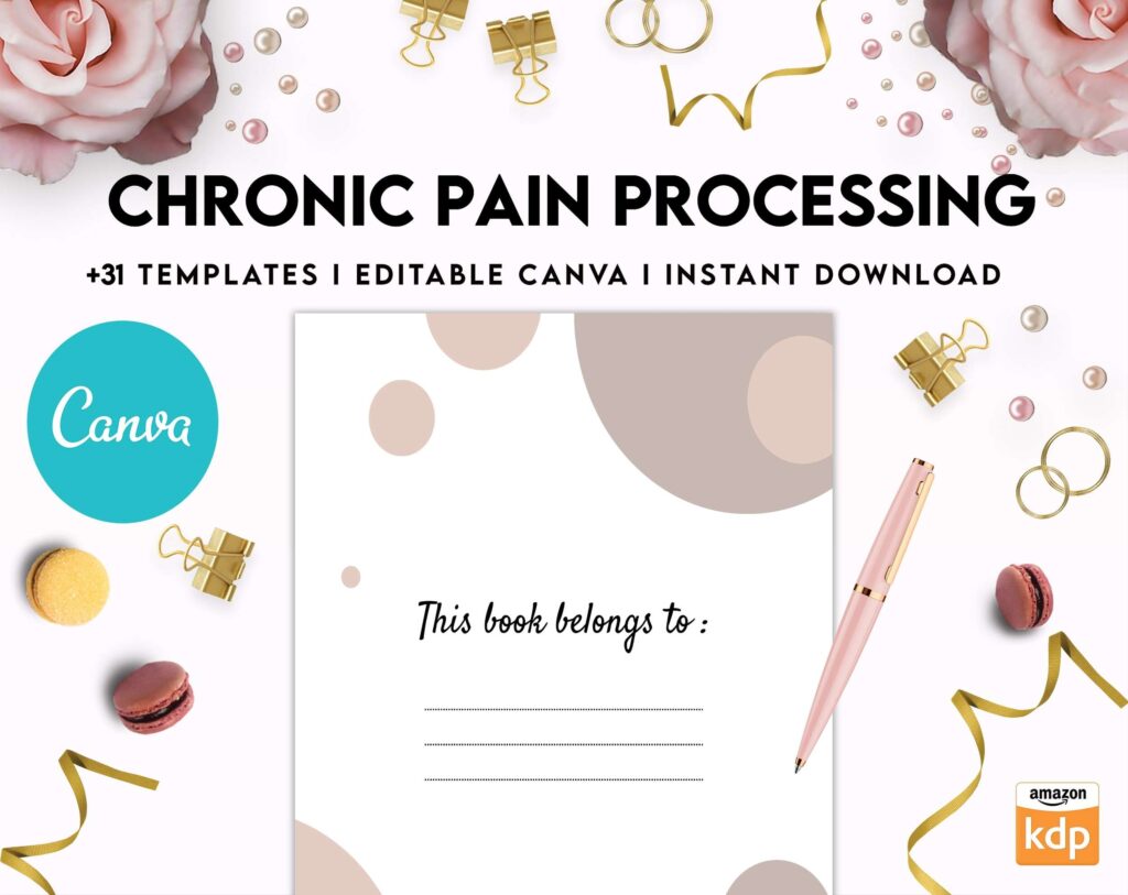 Chronic Pain Processing, chronic fatigue, chronic illnes, Pain tracker, Canva Editable Templates 8,5×11 inch, KDP interior