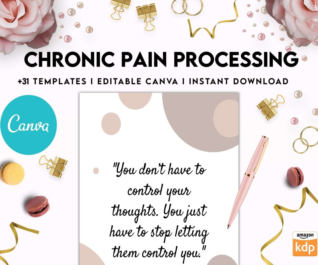 Chronic Pain Processing, chronic fatigue, chronic illnes, Pain tracker, Canva Editable Templates 8,5×11 inch, KDP interior