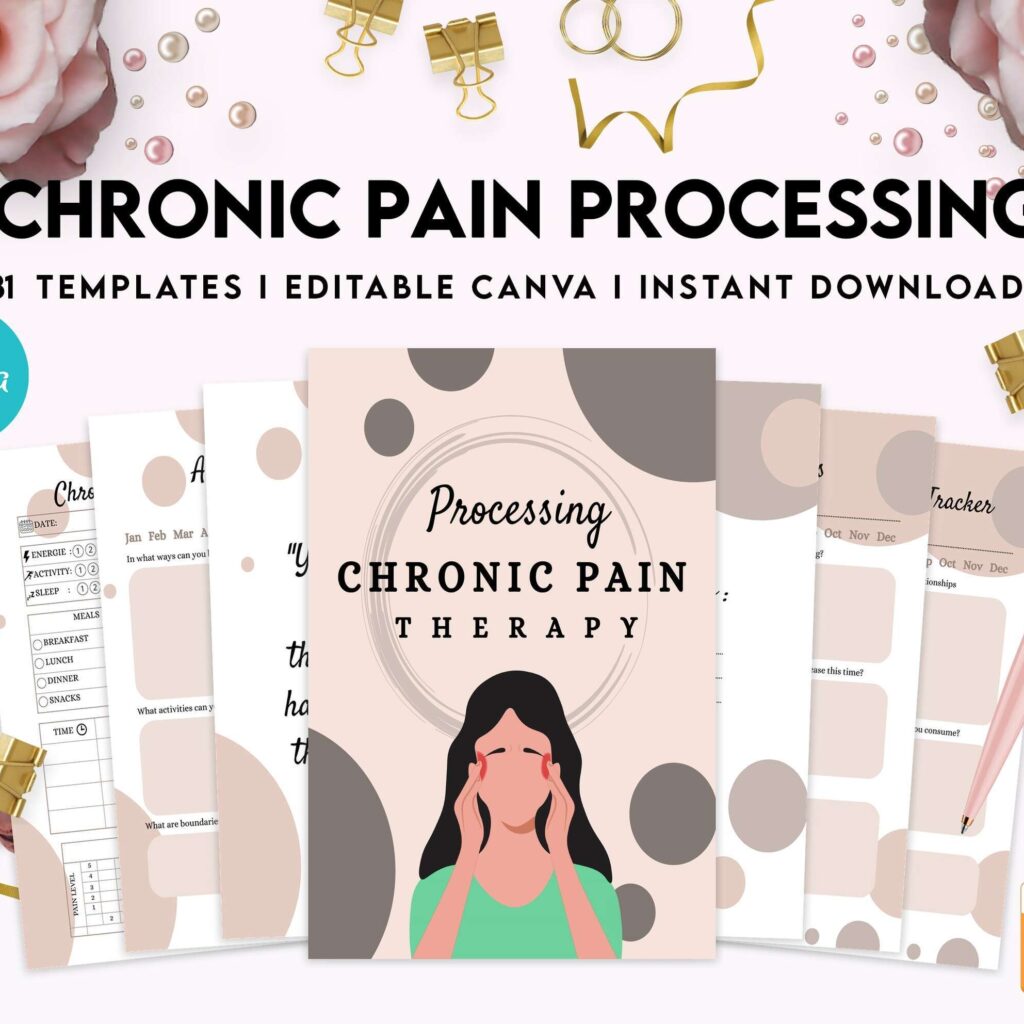 Chronic Pain Processing, chronic fatigue, chronic illnes, Pain tracker, Canva Editable Templates 8,5×11 inch, KDP interior