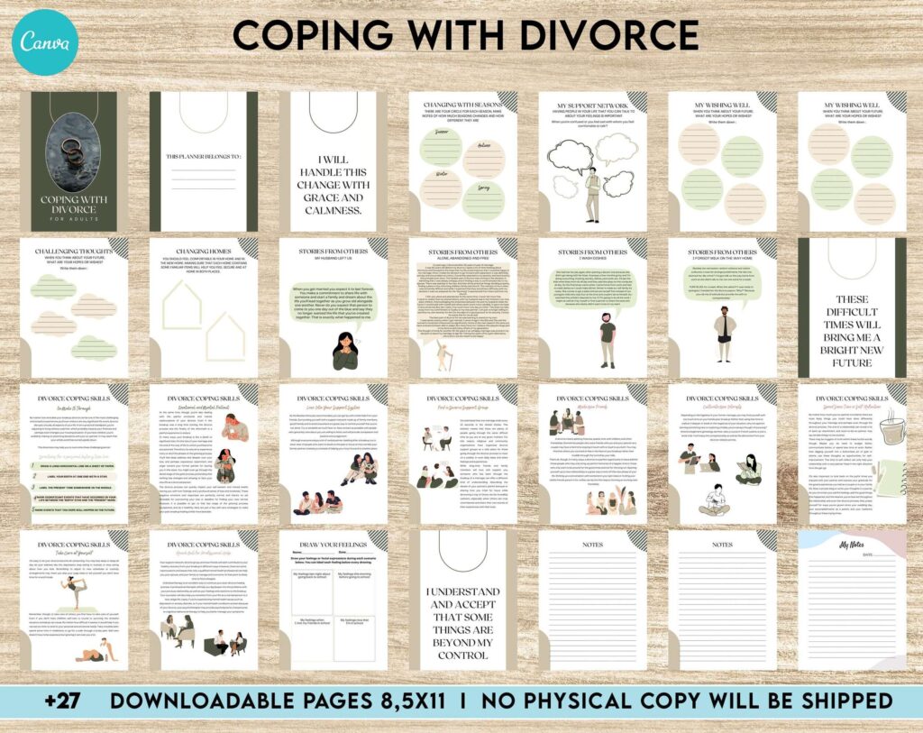 Coping with Divorce for adults, Canva Editable Templates 8,5×11 inch, KDP interior