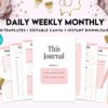 Daily weekly monthly Journal, undated journal, Canva Editable Templates 8,5×11 inch, KDP interior