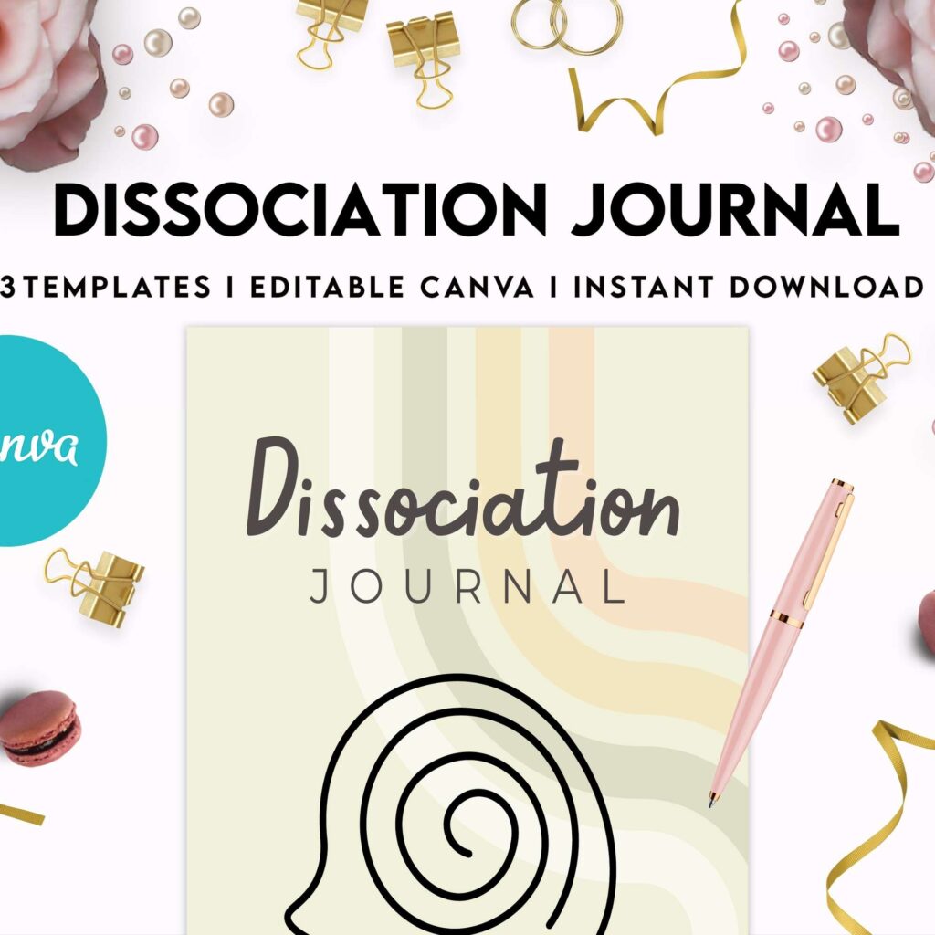Dissociation journal, dissociative disorders, Trauma, stress disorder, ptsd, Canva Editable Templates 8,5×11 inch, KDP interior